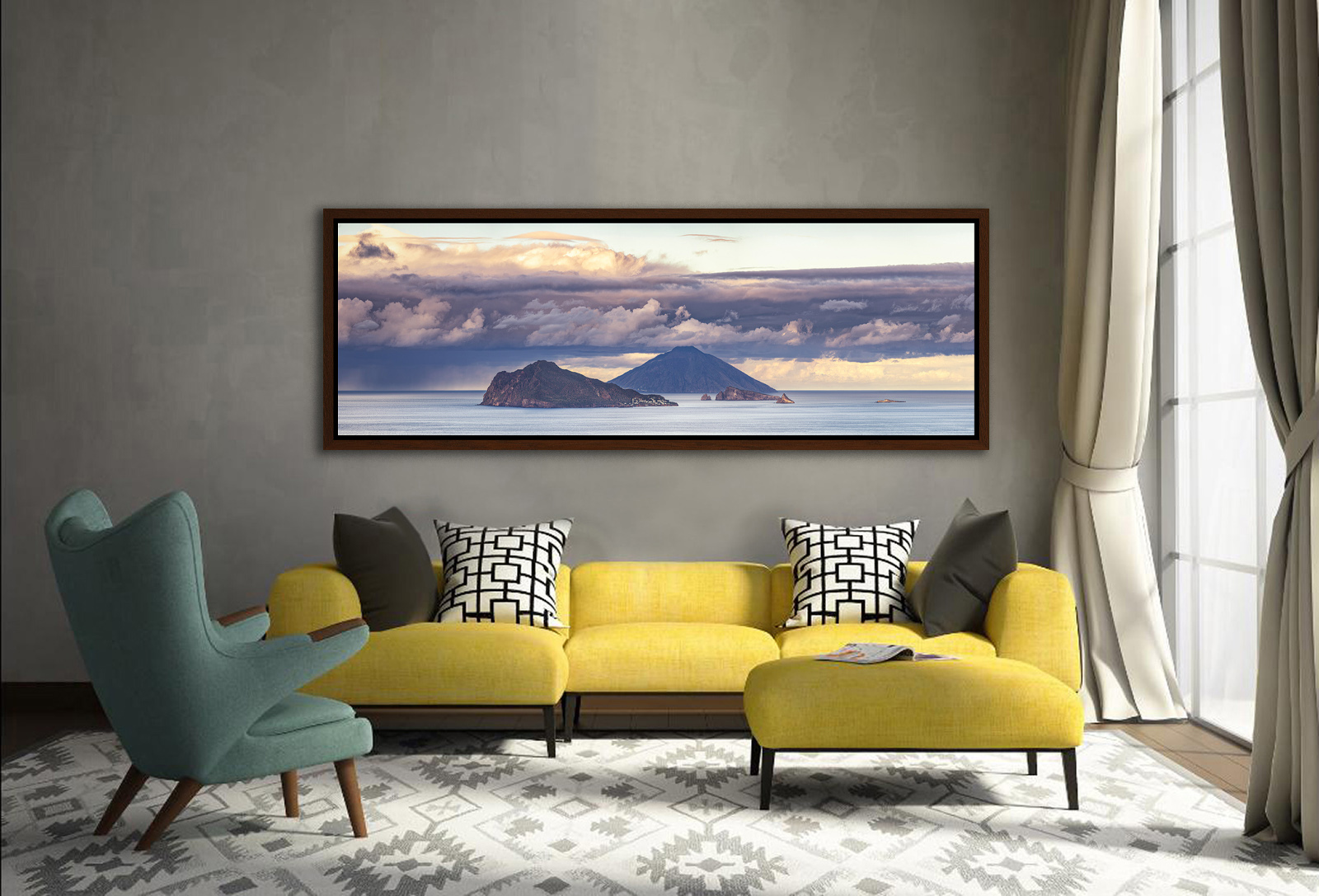 Panarea and Stromboli, December Sky framed acrylic glass print