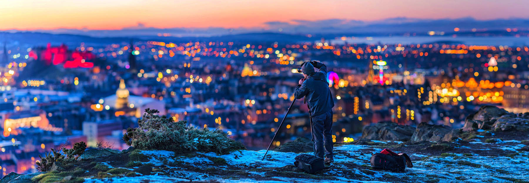 Adam photographing in Edinburgh